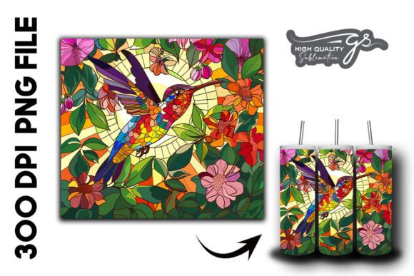 Download Stain Glass Hummingbird Tumbler Wrap 34 - Hummingbird tumbler wrap Collection