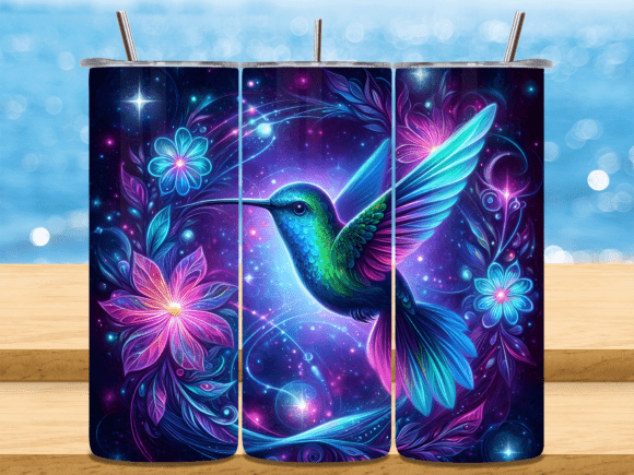 Download Neon Cosmic Hummingbird Tumbler Wrap PNG - Hummingbird tumbler wrap Collection
