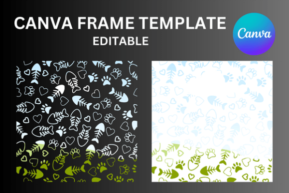 Download Love Fish Cat Paws Pattern Canva Frame - Love fish Collection