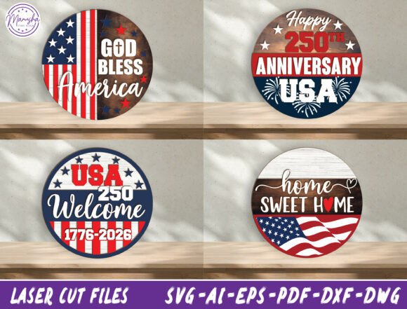 Download Patriotic Door Hanger Laser Cut File Svg - Laser cut file Collection