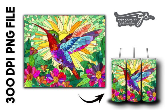 Download Stain Glass Hummingbird Tumbler Wrap 38 - Hummingbird tumbler wrap Collection