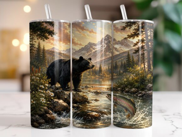 Download Black Bear 20 Oz Skinny Tumbler Wrap - 20 oz Collection