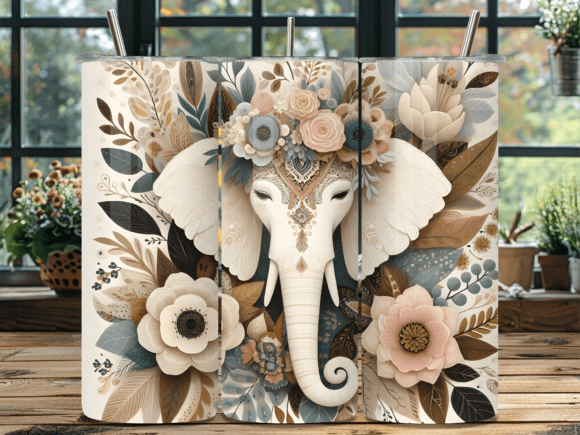 Download Floral Elephant Boho Tumbler Wrap - Boho tumbler Collection