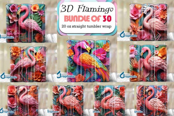 Download Flamingo Papercut 3D Tumbler Wrap Bundle - Premium Resources
