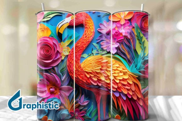 Download Flamingo Papercut 3D Tumbler Wrap (28) - Premium Bundle