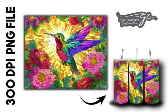 Download Stain Glass Hummingbird Tumbler Wrap 31 - Hummingbird tumbler wrap Collection