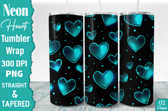 Download Neon Hearts 20 Oz Skinny Tumbler Design - 20 oz Collection