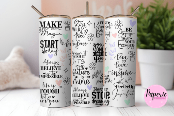 Download Positivity 20 Oz Skinny Tumbler Wrap Png - 20 oz Collection