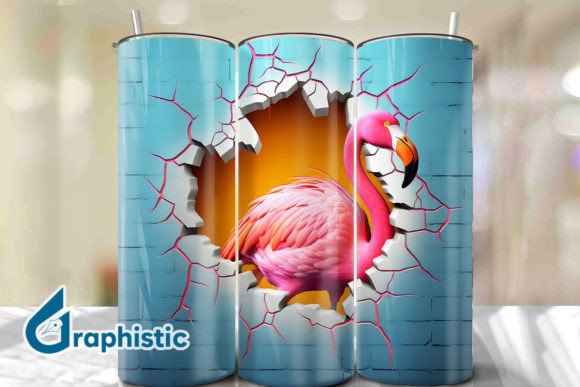 Download Torn Flamingo 3D Tumbler Wrap - Premium Resources
