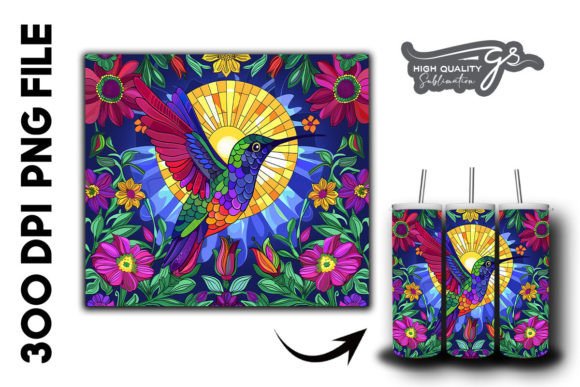 Download Stain Glass Hummingbird Tumbler Wrap 39 - Hummingbird tumbler wrap Collection