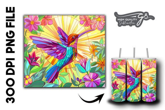 Download Stain Glass Hummingbird Tumbler Wrap 29 - Premium Resources