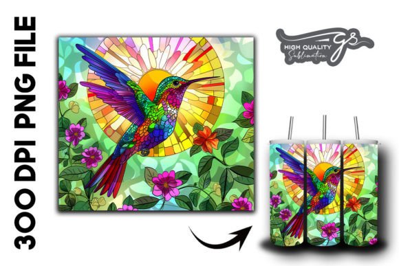 Download Stain Glass Hummingbird Tumbler Wrap 30 - Premium Resources